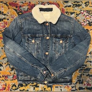 American Eagle Outfitters Jean Jacket with Faux Fur Lining